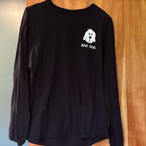 Unisex Black Long Sleeve Shirt with Bad Dog Graphic